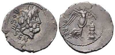 L. Rubrius Dossenus, Quinarius, 87 Bc; Ar (2,05 G; 17,5 MM; 5 H)