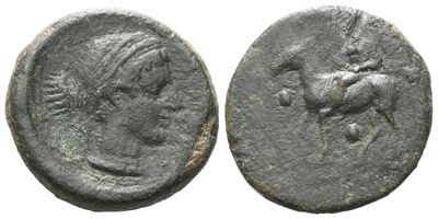 Sicily, Nakona, C. 420-400 Bc. Æ Tetras Or Trionkion (18 MM, 3.67 G).