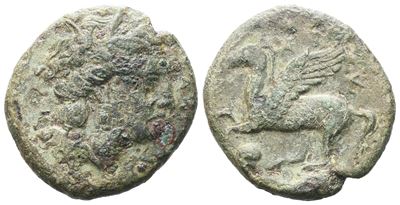 Sicily, Nakona, C. 316/10-300/290 Bc. Æ (19 MM, 5.51 G).