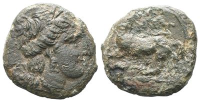 Sicily, Nakona. Campanian Mercenaries, C. 307-305 Bc. Æ Hemilitron Or Tetras (15 MM, 3.27 G).