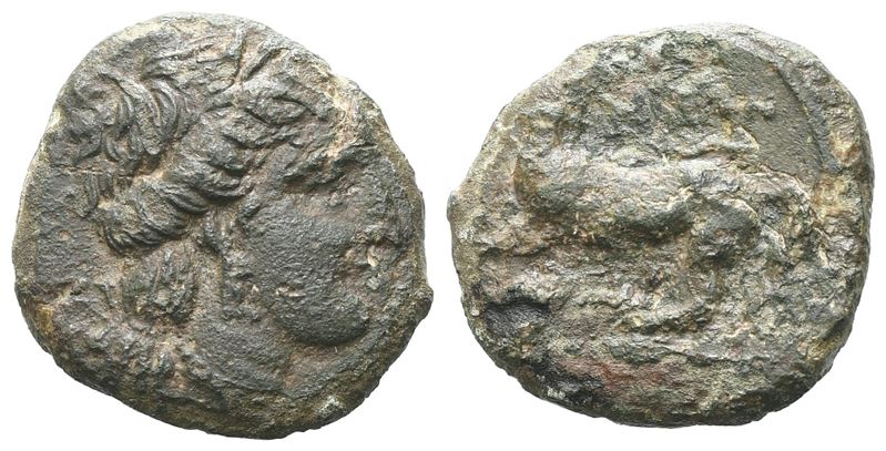 Sicily, Nakona. Campanian Mercenaries, C. 307-305 Bc. Æ Hemilitron Or Tetras (15 MM, 3.27 G).