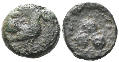 Sicily, Panormos As Ziz, C. 415-405 Bc. Æ Tetras Or Trionkion (19 MM, 9.87 G).