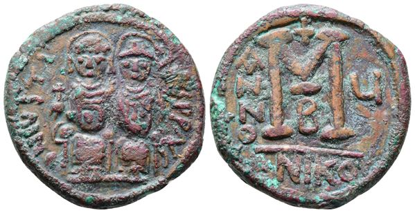 Justin II and Sophia (565-578). Æ 40 Nummi (30mm, 13.81g).