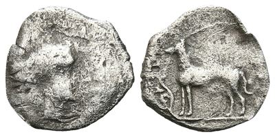 Sicily, Segesta, C. 412-400 Bc. Ar Hemilitron Or Hexionkion (10 MM, 0.42 G).