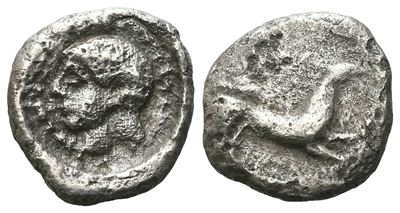 Sicily, Segesta, C. 380 Bc. Ar Hemidrachm (11 MM, 1.26 G).