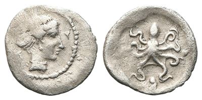 Sicily, Syracuse, 466-405 Bc. Ar Tetras Or Trionkion (8 MM, 0.18 G).