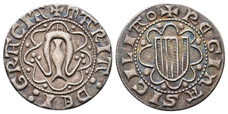 Italy, Messina. Maria D'aragona (1377-1392). Replica Of Ar Half Pierreale (20mm, 1.52g).