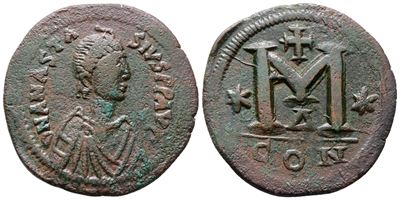 Anastasius i (491-518). Æ 40 Nummi (35mm, 17.28g).