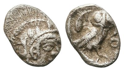 Attica, Athens, C. 454-404 Bc. Ar Hemiobol (7 MM, 0.34 G).