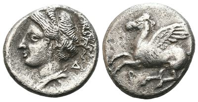 Corinth, C. 350-300 Bc. Ar Drachm (14 MM, 2.34 G).