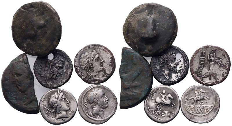 Lot Of 6 Roman Republican Ar And Æ Coins
