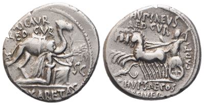 M. Aemilius Scaurus And P. Plautius Hypsaeus, Denarius, 58 Bc; Ar (3,41 G; 18,5 MM; 2 H)