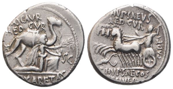 M. Aemilius Scaurus and P. Plautius Hypsaeus, Denarius, 58 BC; AR (3,41 g; 18,5 mm; 2 h)
