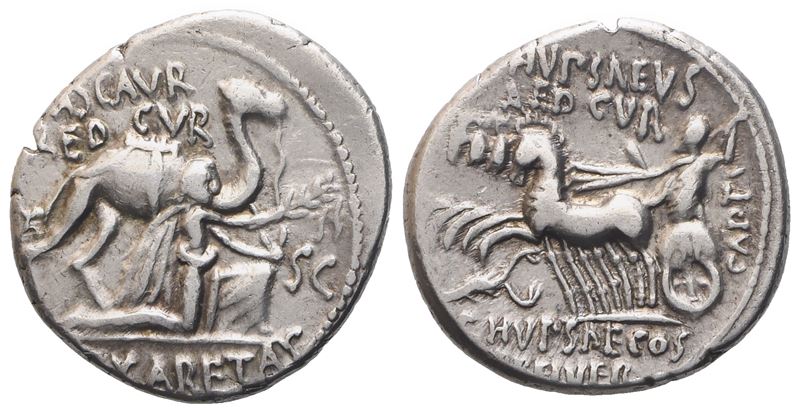 M. Aemilius Scaurus And P. Plautius Hypsaeus, Denarius, 58 Bc; Ar (3,41 G; 18,5 MM; 2 H)