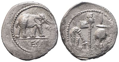 Julius Caesar, Denarius, 49-48 Bc; Ar (3,20 G; 19,6 MM; 8 H)