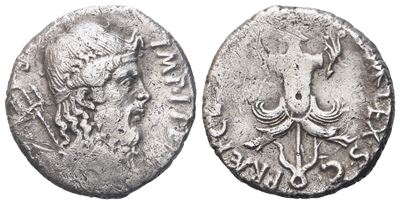 Sextus Pompey, Denarius, 42-40 Bc; Ar (3,70 G; 17,7 MM; 6 H)