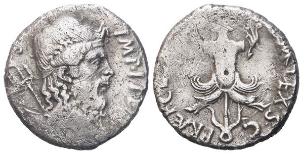 Sextus Pompey, Denarius, 42-40 BC; AR (3,70 g; 17,7 mm; 6 h)