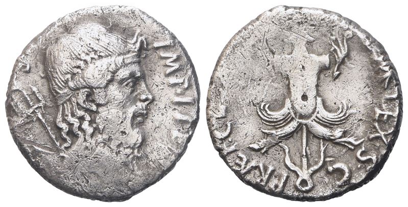 Sextus Pompey, Denarius, 42-40 Bc; Ar (3,70 G; 17,7 MM; 6 H)