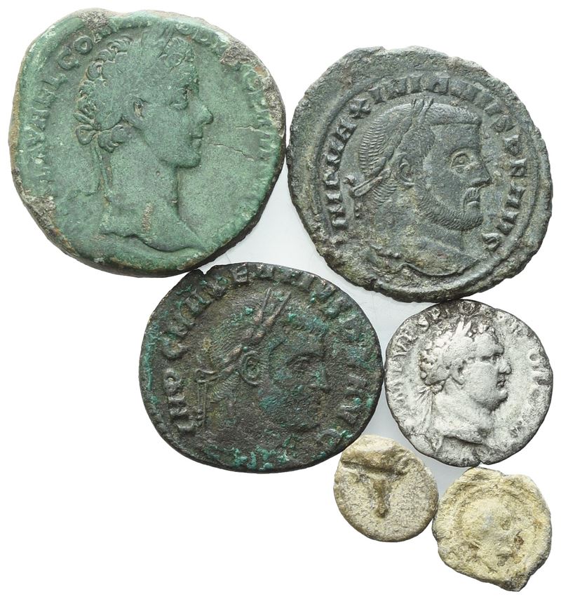 Lot Of 4 Coins And 2 Tesserae. Lot To Be Sold As Is, No Returns.