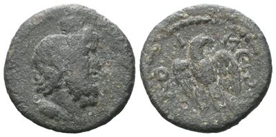 Laodicea ad Lycum (Phrygia), emissione pseudo-autonoma tardo II secolo d.C., Æ — busto di Serapid...