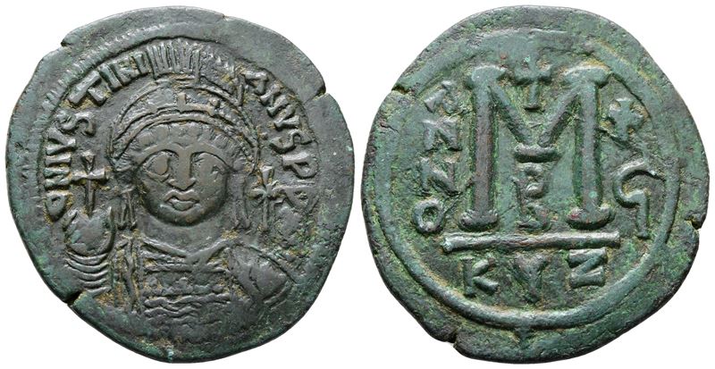 Justinian i (527-565). Æ 40 Nummi (38mm, 19.23g).