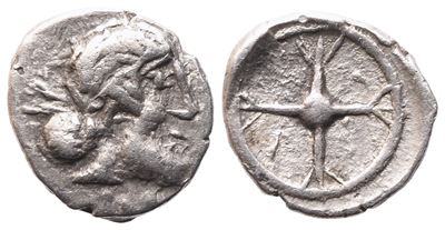 Sicily, Syracuse, Hieron i (C. 480-470 Bc), Obol; Ar (0,46 G; 8,2 MM; 12 H)