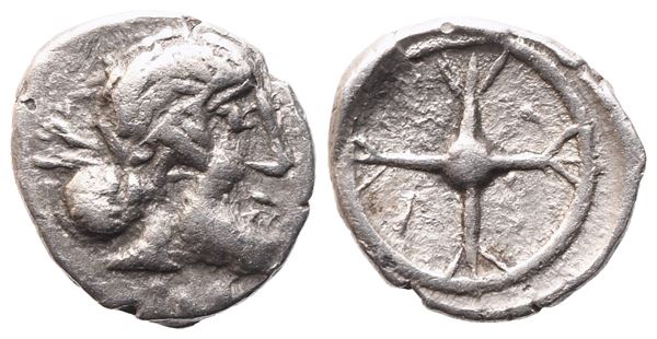 Sicily, Syracuse, Hieron I (c. 480-470 BC), Obol; AR (0,46 g; 8,2 mm; 12 h)