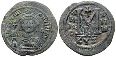 Justinian i (527-565). Æ 40 Nummi (40mm, 21.60g).