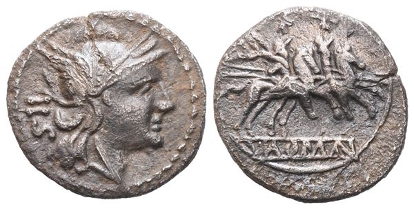 Anonymous, Sestertius, 211-208 BC; AR (1,04 g; 12,2 mm; 10 h)