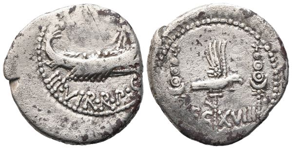 Mark Antony, Denarius, 32-31 BC; AR (3,58 g; 18 mm; 4 h)
