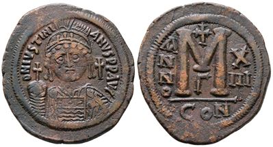 Justinian i (527-565). Æ 40 Nummi (41mm, 23.01g).