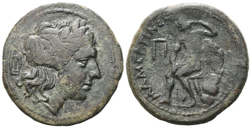 Sicily, Messana, The Mamertinoi, 211-208 Bc. Æ Pentonkion (26 MM, 9.40 G).