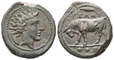 Sicily, Gela, Tetras, C. 420-405 Bc; Æ (3,34 G; 17,2 MM; 2 H)