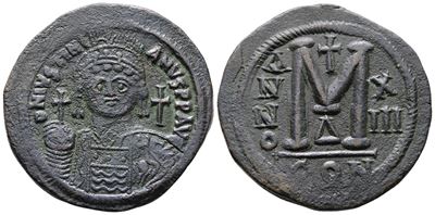 Justinian i (527-565). Æ 40 Nummi (39mm, 22.05g).