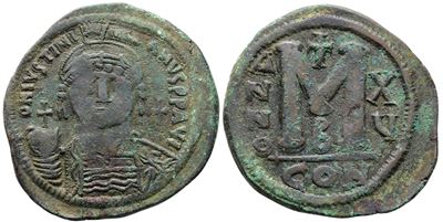 Justinian i (527-565). Æ 40 Nummi (39mm, 22.79g).