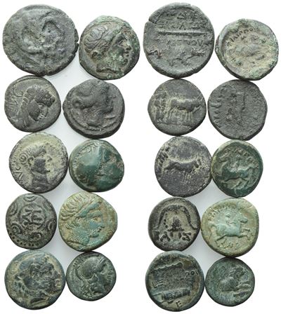 Lot Of 10 Greek Æ Coins. Lot Sold As Is, No Returns.