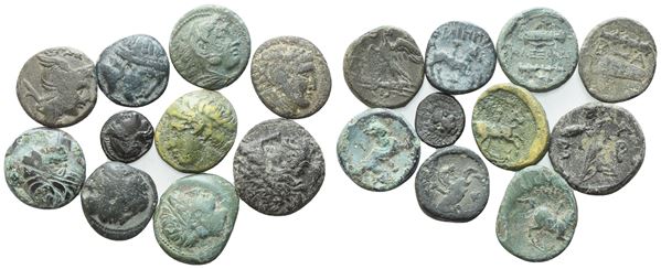 Lot of 10 Greek Æ coins to be catalogued. Lot to be sold as is, no returns.