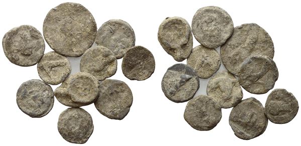 Lot of 10 lead tesserae. To be sold as is, no returns.