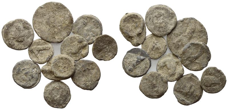 Lot Of 10 Lead Tesserae. To Be Sold As Is, No Returns.