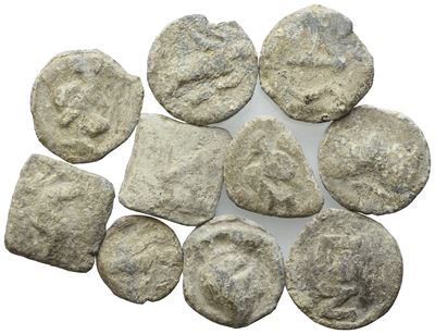 Lot Of 10 Lead Tesserae. To Be Sold As Is, No Returns.