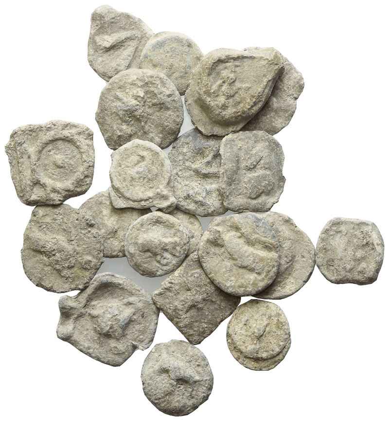 Lot Of 21 Lead Tesserae. To Be Sold As Is, No Returns.