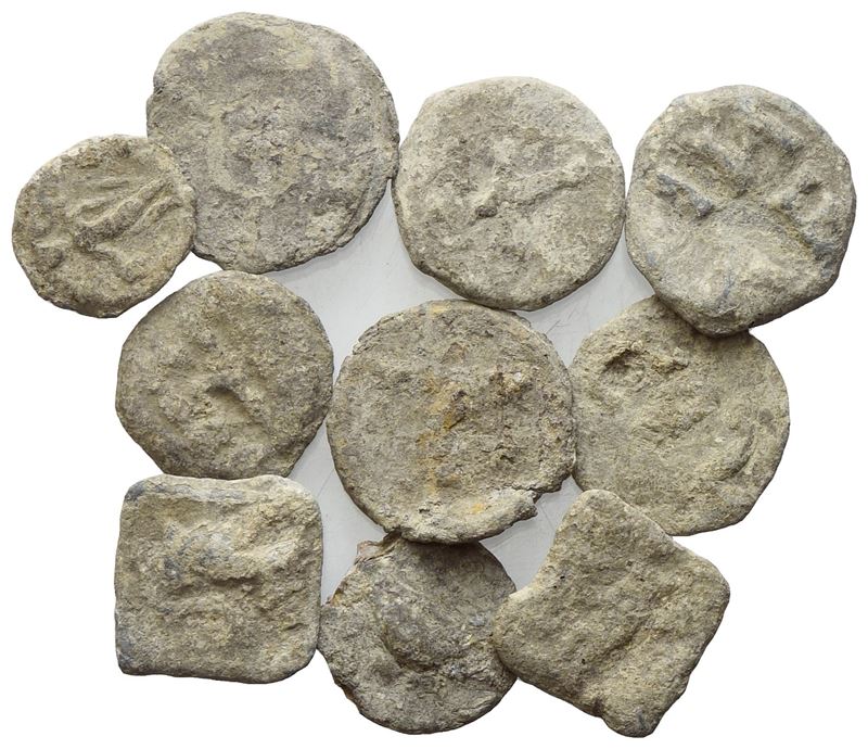 Lot Of 10 Lead Tesserae. Lot To Be Sold As Is, No Returns.
