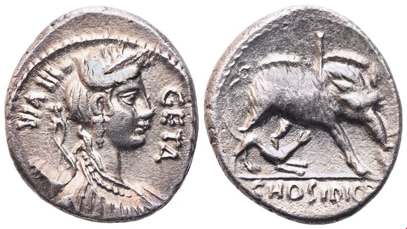 C. Hosidius Geta, Denario romano (64 a.C.), AR