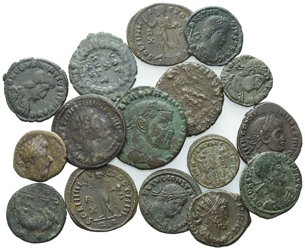 Lot of 16 Æ coins to be catalogued. Lot to be sold as is, no returns.