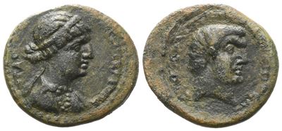Mark Antony And Cleopatra, Æ, 32-31 Bc (5,39 G; 21,7 MM; 12 H)