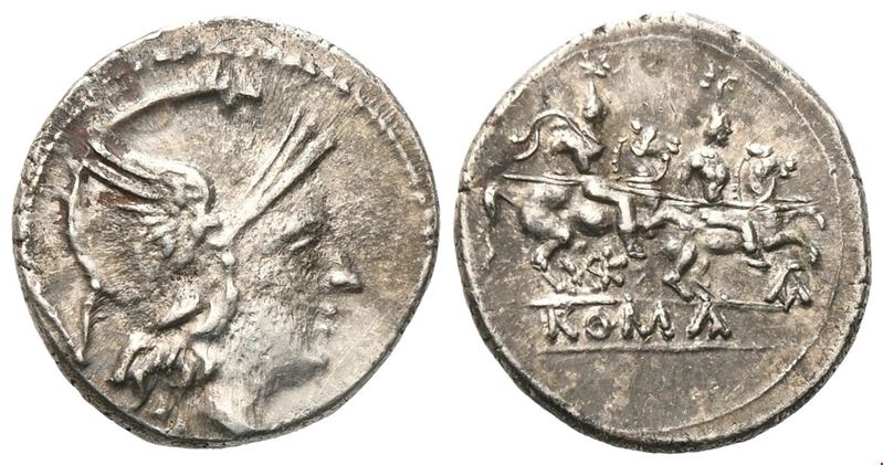 Anonymous, KOP series, Quinarius, 211-210 BC; AR (2,23 g; 15 mm; 5 h)