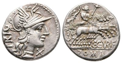 C. Curiatius Trigeminus, Rome, 142 Bc. Ar Denarius (19mm, 3.93g).