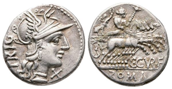 C. Curiatius Trigeminus, Rome, 142 BC. AR Denarius (19mm, 3.93g).