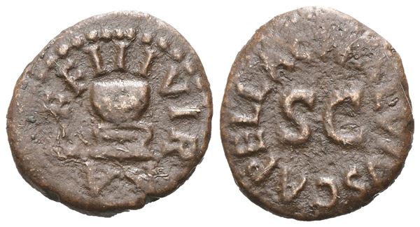 Augustus (27 BC-14 AD), Quadrans, Rome, 4 BC; Æ (2,36 g; 15,8 mm; 4 h)