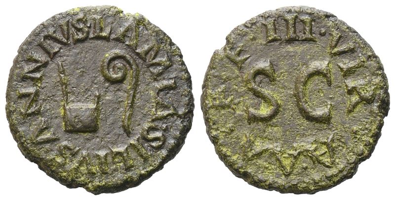 Augustus (27 Bc-14 Ad), Quadrans, Rome, 9 Bc; Æ (3,01 G; 16,5 MM; 12 H)